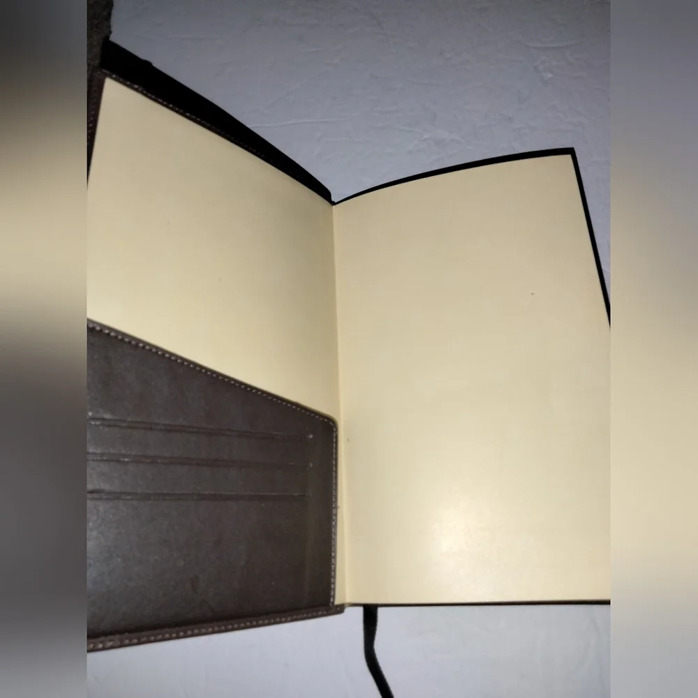 Dark Brown Genuine Leather Notebook/Journal w Line Pages & Interior Slip Pockets